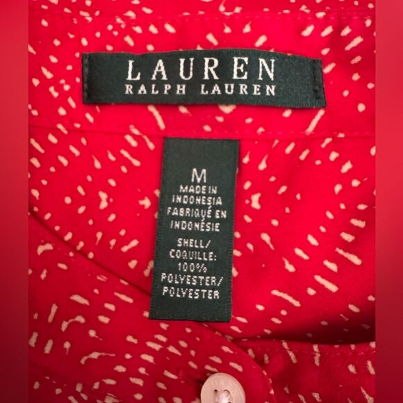 Lauren Ralph Lauren Red Patterned Blouse M Medium - Picture 6 of 8